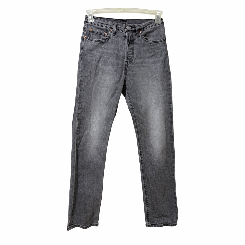 Levis Wedgie Straight Leg Ankle Jeans Womens 27x30 Gray Button Fly Stretch